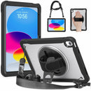 iPad 11" (A16, 2024) / iPad 10 (2022) Rugged Case - 360° Stand, Hand & Shoulder Strap - Shockproof - Black