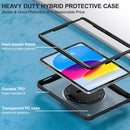 iPad 11" (A16, 2024) / iPad 10 (2022) Rugged Case - 360° Stand, Hand & Shoulder Strap - Shockproof - Black