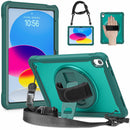 iPad 11" (A16, 2024) / iPad 10 (2022) Rugged Case - 360° Stand, Hand & Shoulder Strap - Shockproof - Green