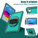 iPad 11" (A16, 2024) / iPad 10 (2022) Rugged Case - 360° Stand, Hand & Shoulder Strap - Shockproof - Green