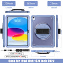 iPad 11" (A16, 2024) / iPad 10 (2022) Rugged Case - 360° Stand, Hand & Shoulder Strap - Shockproof - Lavender