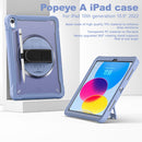 iPad 11" (A16, 2024) / iPad 10 (2022) Rugged Case - 360° Stand, Hand & Shoulder Strap - Shockproof - Lavender