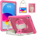 iPad 11" (A16, 2024) / iPad 10 (2022) Rugged Case - 360° Stand, Hand & Shoulder Strap - Shockproof - Rose
