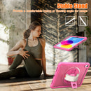 iPad 11" (A16, 2024) / iPad 10 (2022) Rugged Case - 360° Stand, Hand & Shoulder Strap - Shockproof - Rose