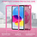 iPad 11" (A16, 2024) / iPad 10 (2022) Rugged Case - 360° Stand, Hand & Shoulder Strap - Shockproof - Rose