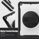 iPad 10.2" (7th/8th/9th Gen) Rugged Case - 360° Stand, Hand & Shoulder Strap - Shockproof - Black