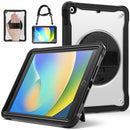 iPad 10.2" (7th/8th/9th Gen) Rugged Case - 360° Stand, Hand & Shoulder Strap - Shockproof - Black