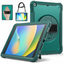 iPad 10.2" (7th/8th/9th Gen) Rugged Case - 360° Stand, Hand & Shoulder Strap - Shockproof - Green