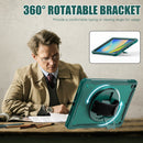 iPad 10.2" (7th/8th/9th Gen) Rugged Case - 360° Stand, Hand & Shoulder Strap - Shockproof - Green