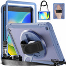iPad 10.2" (7th/8th/9th Gen) Rugged Case - 360° Stand, Hand & Shoulder Strap - Shockproof - Lavender