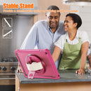 iPad 10.2" (7th/8th/9th Gen) Rugged Case - 360° Stand, Hand & Shoulder Strap - Shockproof - Rose