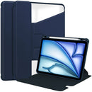 Rotating Acrylic Back PU Leather Case for iPad Air 11 (2026-2020 M4/M3/M2/5th/4th) with Pencil Holder [Navy]