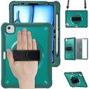 iPad Air 11" / 10.9" Rugged Case - 360° Stand, Hand & Shoulder Strap - Shockproof (M2/M3/M4) - Green