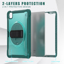 iPad Air 11" / 10.9" Rugged Case - 360° Stand, Hand & Shoulder Strap - Shockproof (M2/M3/M4) - Green