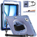 iPad Air 11" / 10.9" Rugged Case - 360° Stand, Hand & Shoulder Strap - Shockproof (M2/M3/M4) - Lavender