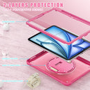 iPad Air 11" / 10.9" Rugged Case - 360° Stand, Hand & Shoulder Strap - Shockproof (M2/M3/M4) - Rose