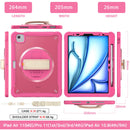 iPad Air 11" / 10.9" Rugged Case - 360° Stand, Hand & Shoulder Strap - Shockproof (M2/M3/M4) - Rose