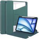 Rotating Acrylic Back PU Leather Case for iPad Air 13 (M2 2024 / M3 2025) with Pencil Holder [Teal]