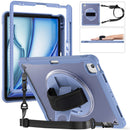iPad Air 13" Rugged Case (M2/M3/M4) - 360° Stand, Hand & Shoulder Strap - Shockproof - Lavender