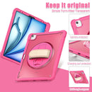iPad Air 13" Rugged Case (M2/M3/M4) - 360° Stand, Hand & Shoulder Strap - Shockproof - Rose