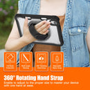 iPad Mini 6 / 7 (A17 Pro) Rugged Case - 360° Stand, Hand & Shoulder Strap - Shockproof - Black