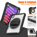 iPad Mini 6 / 7 (A17 Pro) Rugged Case - 360° Stand, Hand & Shoulder Strap - Shockproof - Black