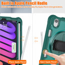 iPad Mini 6 / 7 (A17 Pro) Rugged Case - 360° Stand, Hand & Shoulder Strap - Shockproof - Green