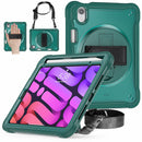 iPad Mini 6 / 7 (A17 Pro) Rugged Case - 360° Stand, Hand & Shoulder Strap - Shockproof - Green