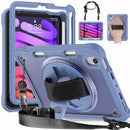 iPad Mini 6 / 7 (A17 Pro) Rugged Case - 360° Stand, Hand & Shoulder Strap - Shockproof - Lavender