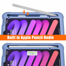 iPad Mini 6 / 7 (A17 Pro) Rugged Case - 360° Stand, Hand & Shoulder Strap - Shockproof - Lavender