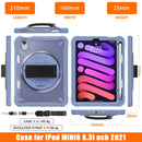 iPad Mini 6 / 7 (A17 Pro) Rugged Case - 360° Stand, Hand & Shoulder Strap - Shockproof - Lavender