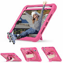 iPad Mini 6 / 7 (A17 Pro) Rugged Case - 360° Stand, Hand & Shoulder Strap - Shockproof - Rose