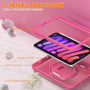 iPad Mini 6 / 7 (A17 Pro) Rugged Case - 360° Stand, Hand & Shoulder Strap - Shockproof - Rose