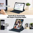 Rotating Acrylic Back PU Leather Case for iPad Pro 11 (M4 2024 / M5 2025) with Pencil Holder [Navy]