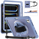 iPad Pro 11" Rugged Case (M5 2025 / M4 2024) - 360° Stand, Hand & Shoulder Strap - Shockproof - Lavender
