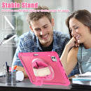 iPad Pro 11" Rugged Case (M5 2025 / M4 2024) - 360° Stand, Hand & Shoulder Strap - Shockproof - Rose