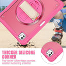 iPad Pro 11" Rugged Case (M5 2025 / M4 2024) - 360° Stand, Hand & Shoulder Strap - Shockproof - Rose
