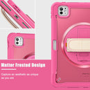iPad Pro 11" Rugged Case (M5 2025 / M4 2024) - 360° Stand, Hand & Shoulder Strap - Shockproof - Rose