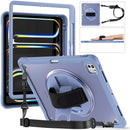 iPad Pro 13" Rugged Case (M5 2025 / M4 2024) - 360° Stand, Hand & Shoulder Strap - Shockproof - Lavender