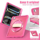 iPad Pro 13" Rugged Case (M5 2025 / M4 2024) - 360° Stand, Hand & Shoulder Strap - Shockproof - Rose