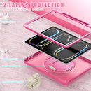iPad Pro 13" Rugged Case (M5 2025 / M4 2024) - 360° Stand, Hand & Shoulder Strap - Shockproof - Rose