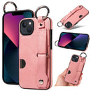 iPhone 13 Case - iPhone 13 / Hand Strap PU Card Case / Pink
