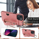 iPhone 13 Case - iPhone 13 / Hand Strap PU Card Case / Pink