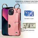 iPhone 13 Case - iPhone 13 / Hand Strap PU Card Case / Pink