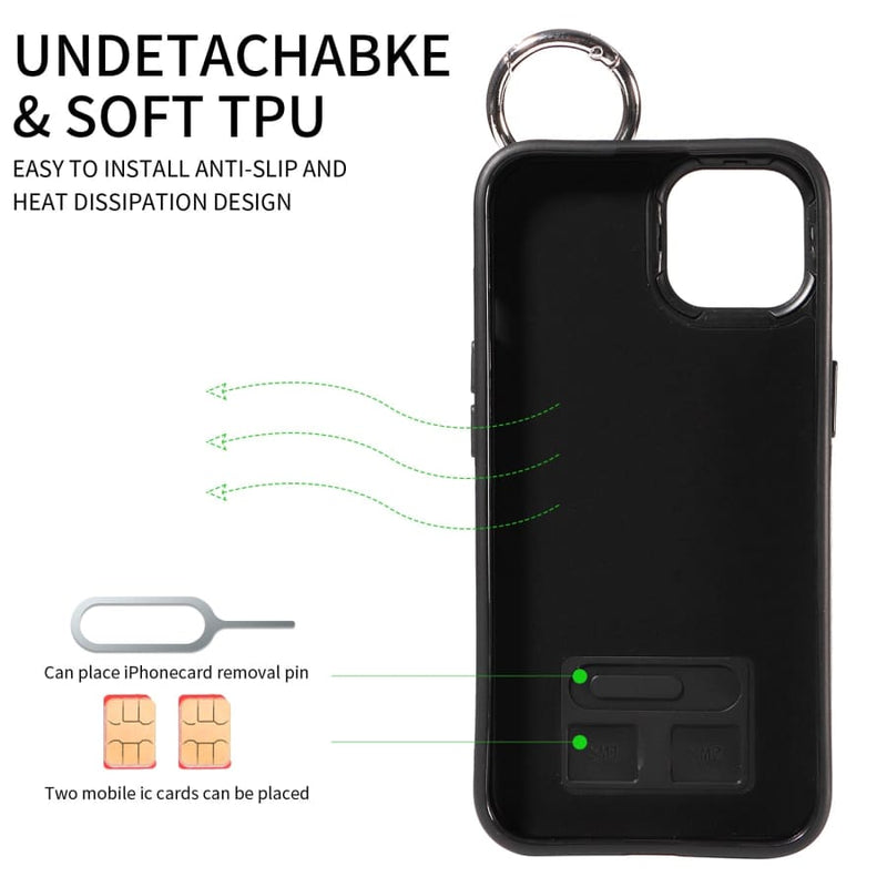 iPhone 13 Case - iPhone 13 / Hand Strap PU Card Case / Pink