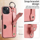 iPhone 13 Case - iPhone 13 / Hand Strap PU Card Case / Pink