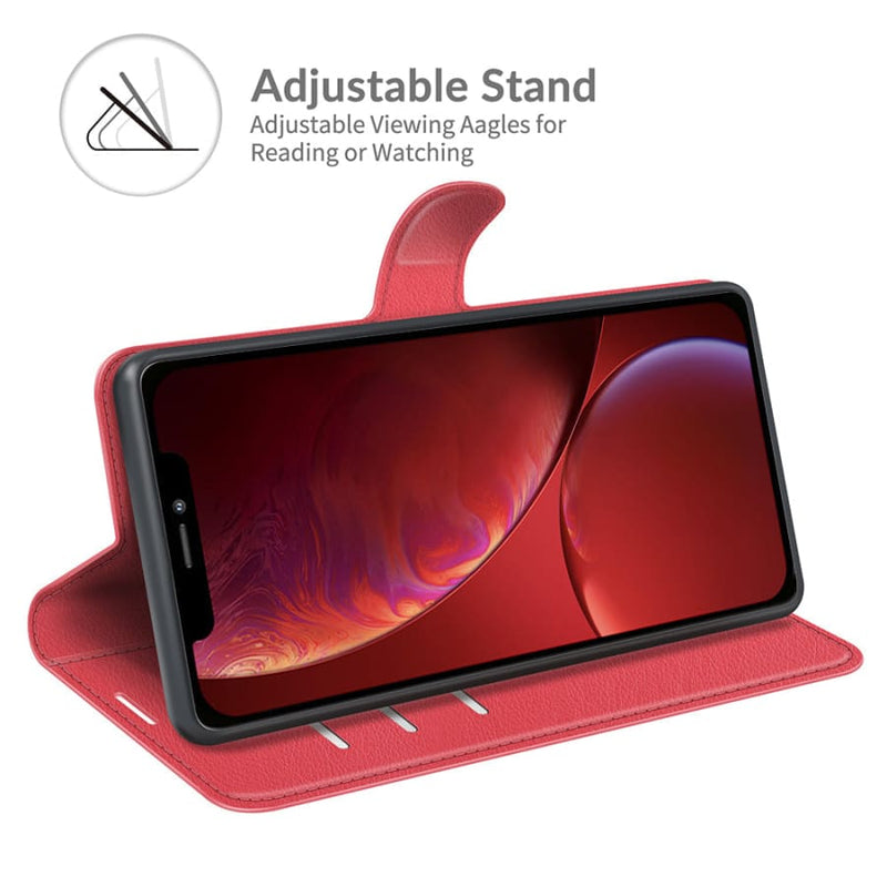 iPhone 14 Case - iPhone 14 / PU Wallet Case / Red - Phone