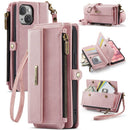 iPhone 15 Crossbody Case with Strap Card Slots & Zipper