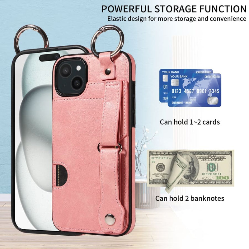 iPhone 15 Plus Case - iPhone 15 Plus / Hand Strap PU Card