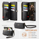 iPhone 14 Plus Crossbody Case with Strap, Card Slots & Zipper Pocket [Black]